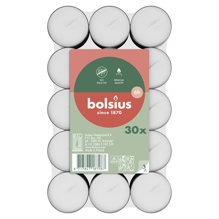 Bolsius värmeljus i 30-pack med 6h brinntid