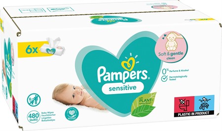 Pampers Sensitive Baby Wipes Big pack 1x480p