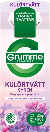 Grumme flytande kulörtvätt med doft av syren