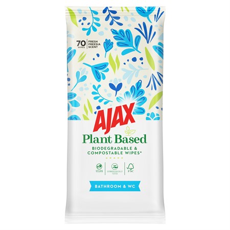 Ajax Plantbased Wipes Bathroom 12x70p