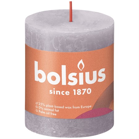 Bolsius Blockljus Rustika 8x6,8 cm Frosted Lavender 4x1-p