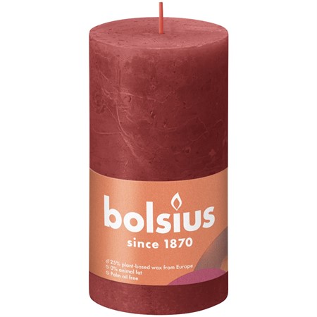 Bolsius Blockljus Rustika 13x6,8 cm Delicate Red 4x1-p