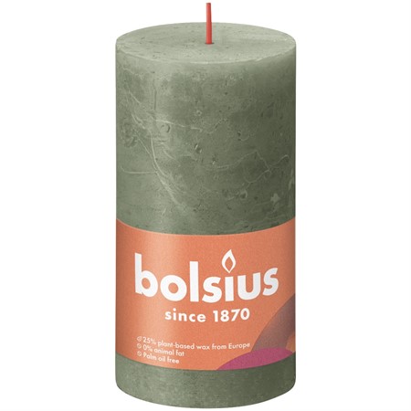 Bolsius Blockljus Rustika 13x6,8 cm Fresh Olive 4x1-p
