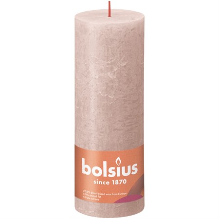 Bolsius Blockljus Rustika 19x6,8 cm Misty Pink 4x1-p