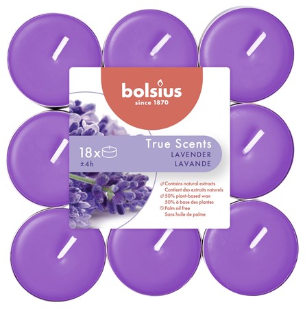 Bolsius Doftljus Värmeljus True Scents Lavendel 8x18-p