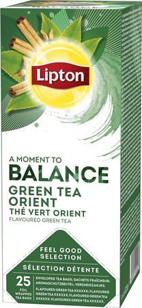 Orentaliska kryddor lipton grönt te, synlig förpackning